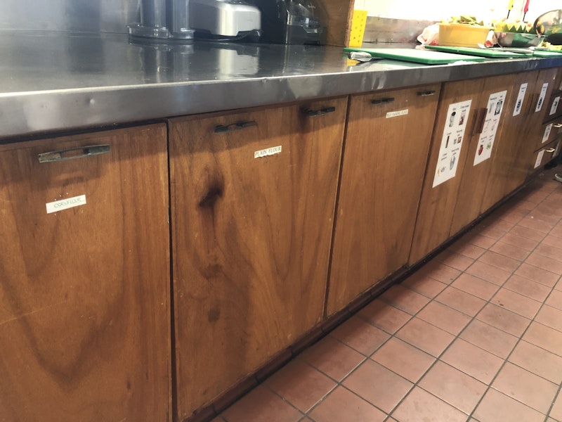 Dated wooden cabinets